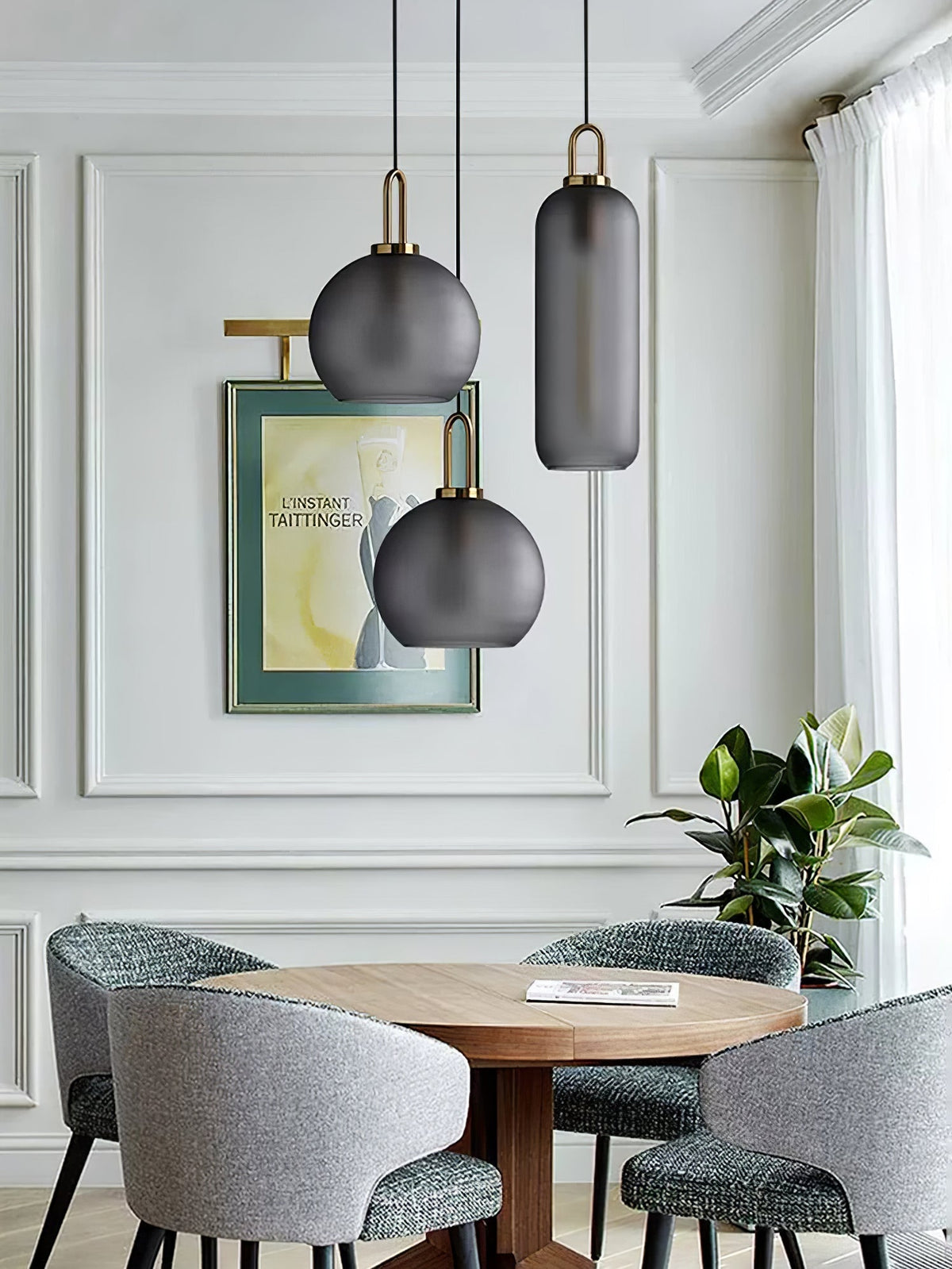 Sevelo Pendant Lamp Frosted Glass Swag Adjustable