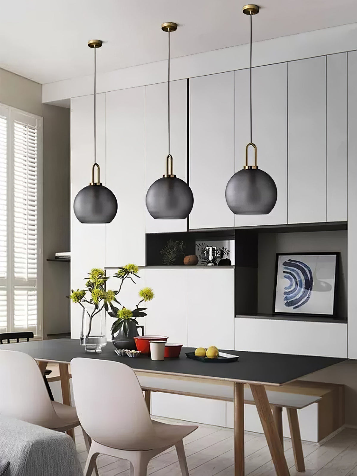 Sevelo Pendant Lamp Frosted Glass Swag Adjustable