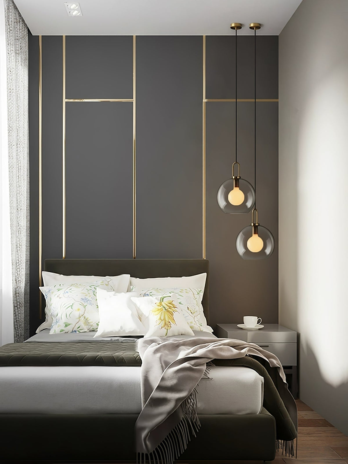 Sevelo Pendant Lamp Frosted Glass Swag Adjustable