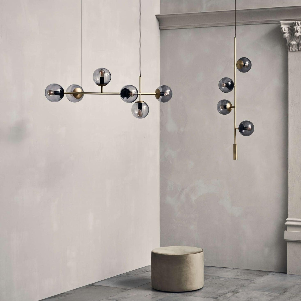 Yorvin Pendant Lamp Orb Brass Glass for Living Room