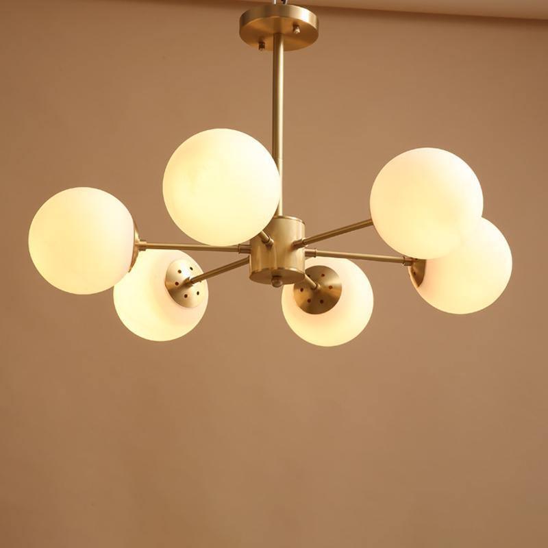Eshlen Chandelier Brass Opal Glass
