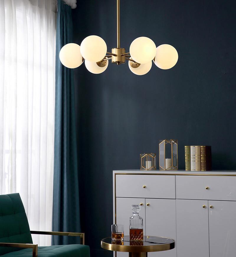 Eshlen Chandelier Brass Opal Glass
