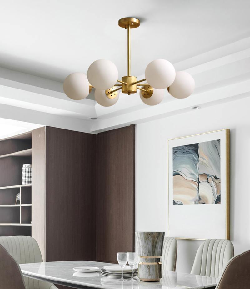 Eshlen Chandelier Brass Opal Glass