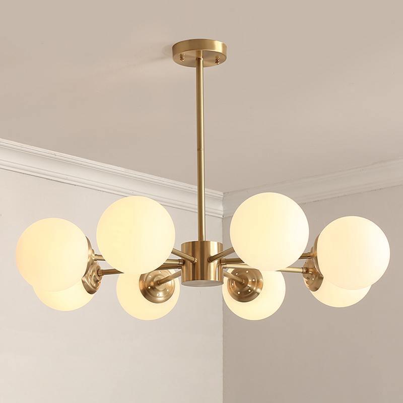 Eshlen Chandelier Brass Opal Glass
