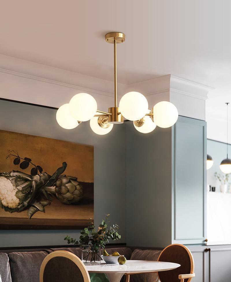 Eshlen Chandelier Brass Opal Glass