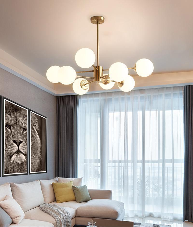 Eshlen Chandelier Brass Opal Glass