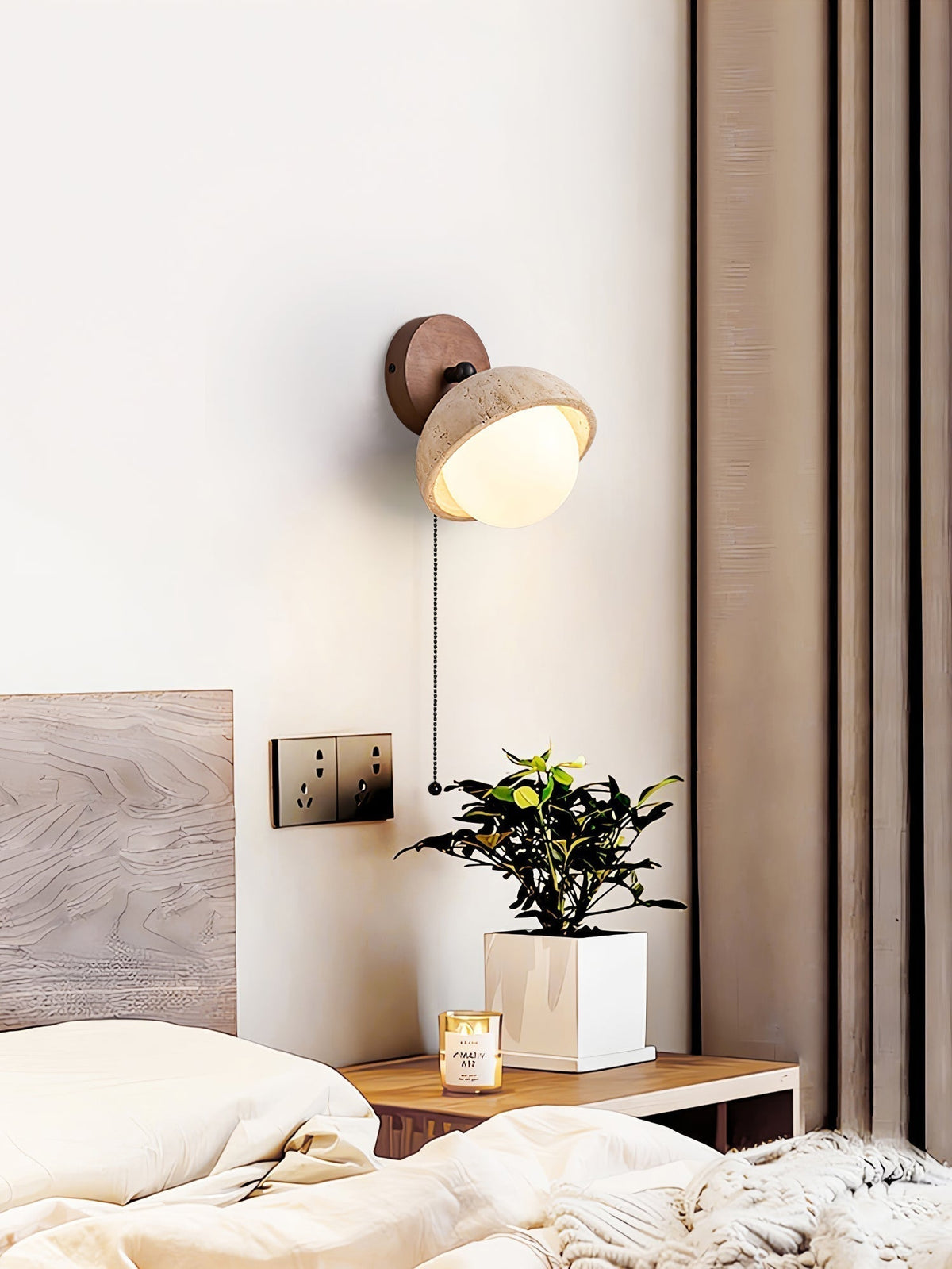 Cavix Arc-Shaped Travertine Wall Light