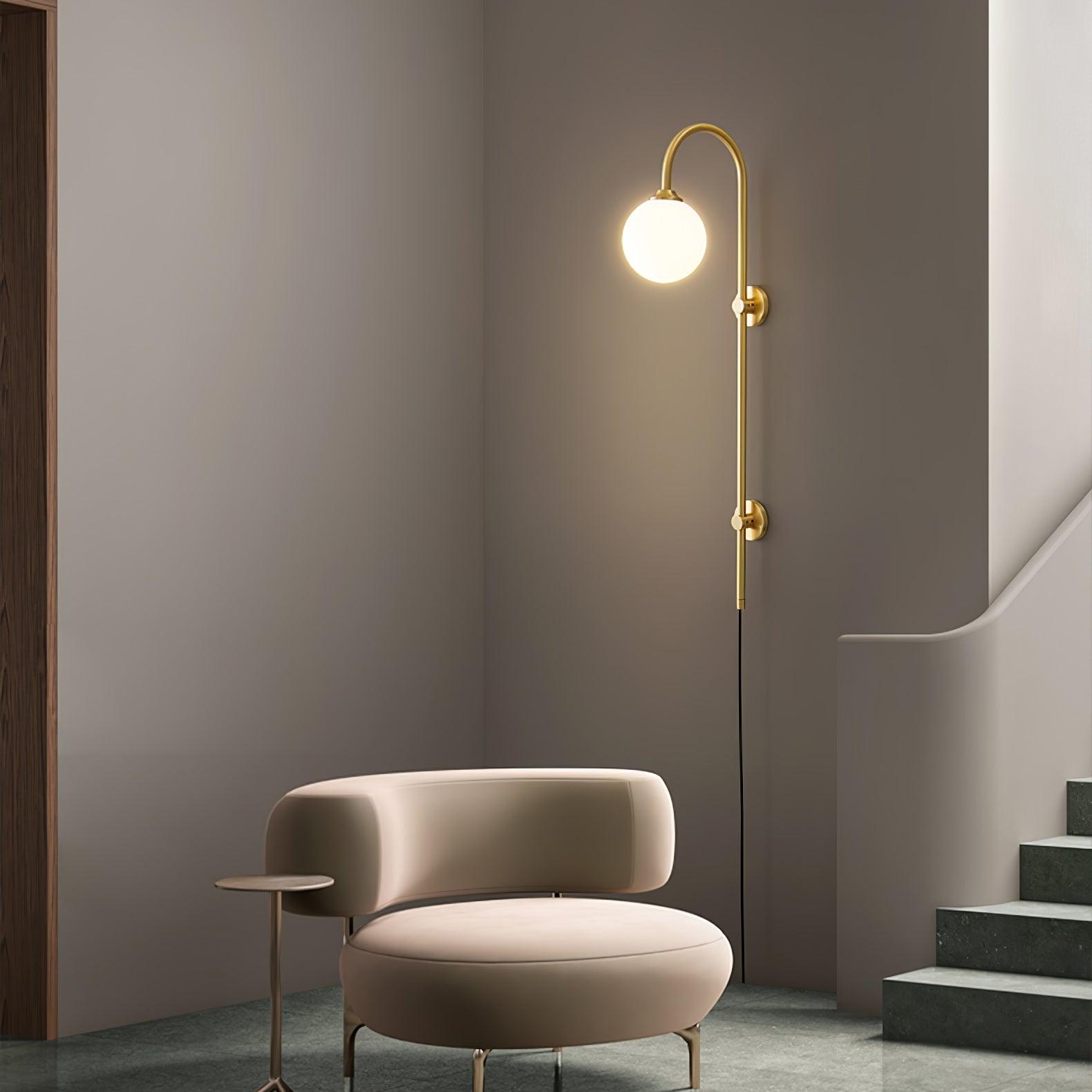 Evshaia Premium Elegance Globe Plug-in Brass Glass Sconce Wall lamp