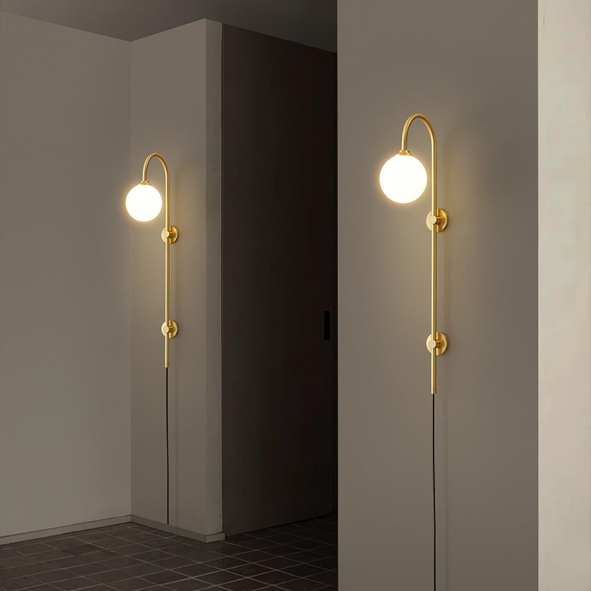 Evshaia Premium Elegance Globe Plug-in Brass Glass Sconce Wall lamp