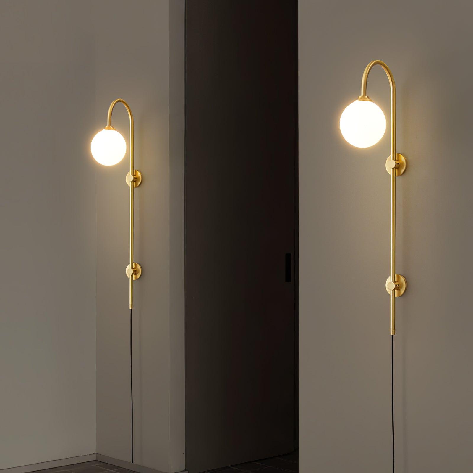 Evshaia Premium Elegance Globe Plug-in Brass Glass Sconce Wall lamp
