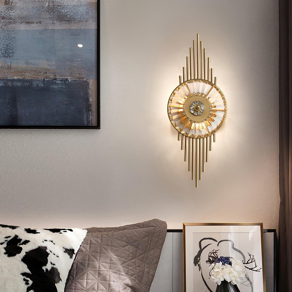 Cilirel Postmodern Luxury Gear Gold Crystal Wall Light