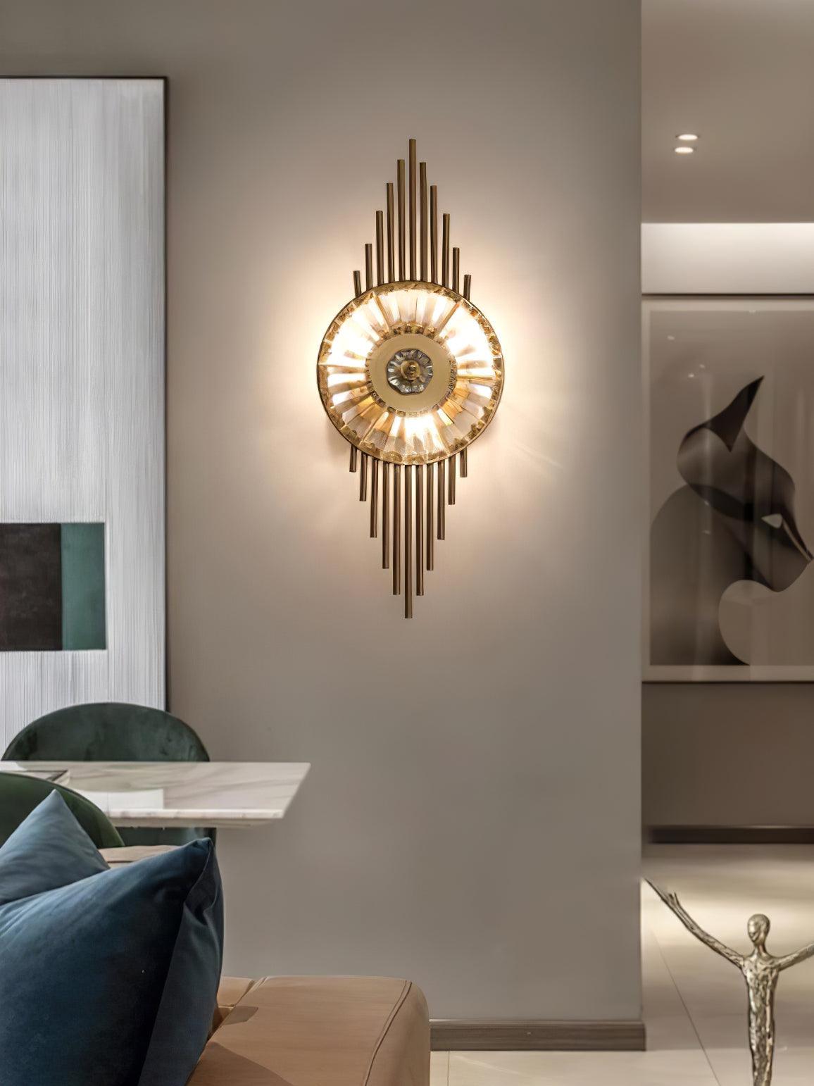 Cilirel Postmodern Luxury Gear Gold Crystal Wall Light