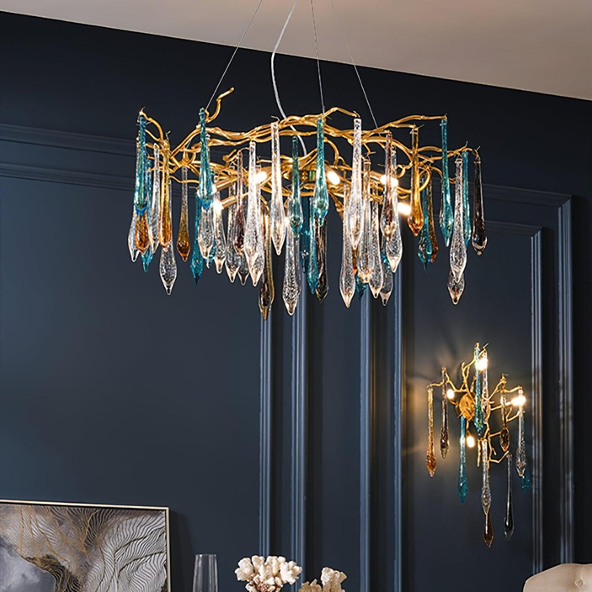 Krashen Chandelier Teardrop Glass Luxe