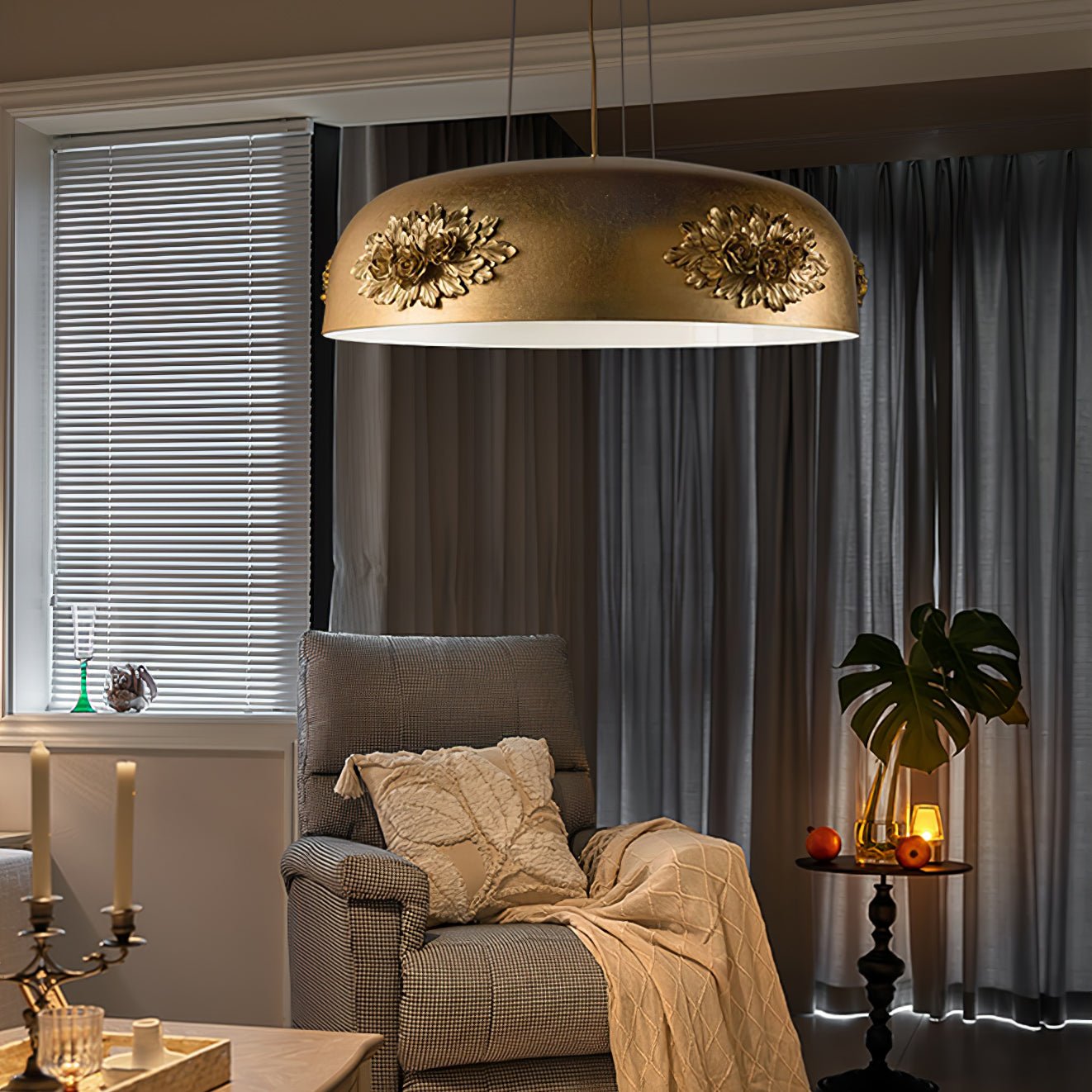 Zesolila Traditional Art Gold Pendant Light