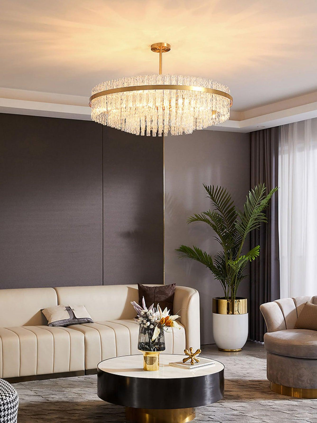 Solivian Chandelier Gold Clear Rod Elegant