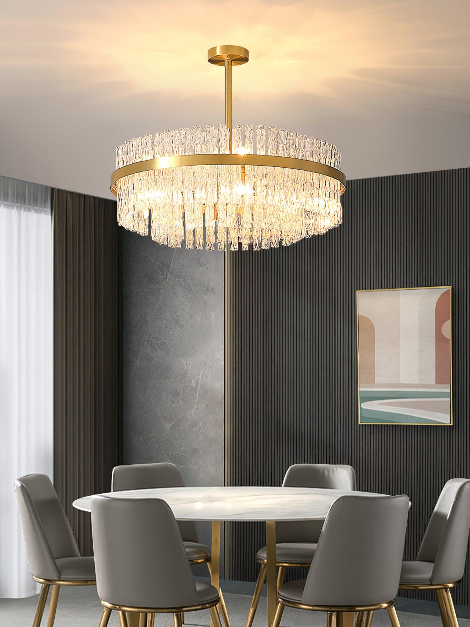 Solivian Chandelier Gold Clear Rod Elegant