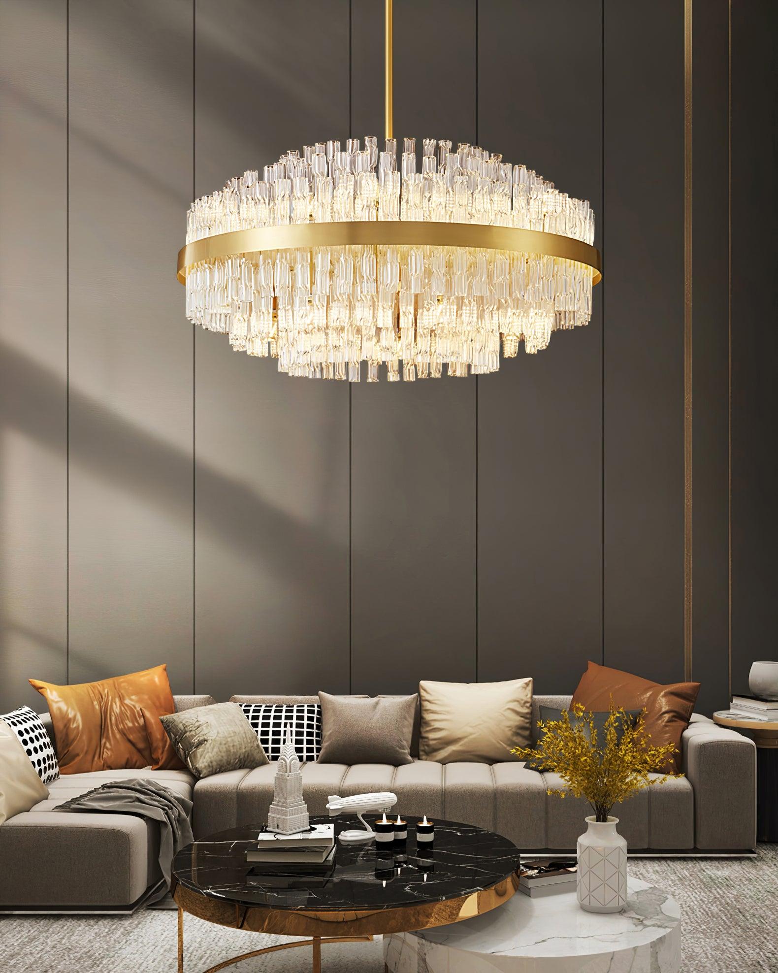 Solivian Chandelier Gold Clear Rod Elegant