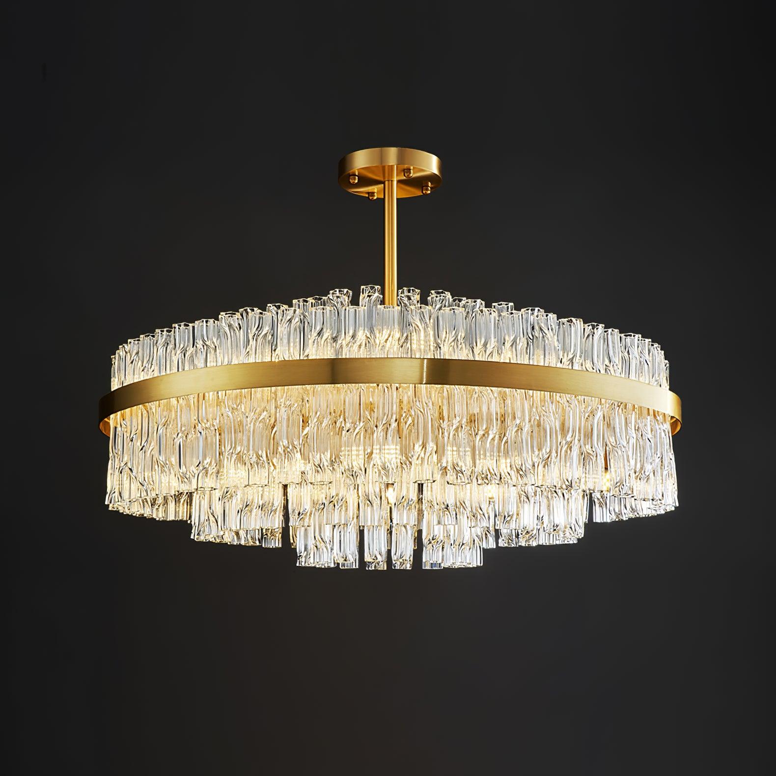 Solivian Chandelier Gold Clear Rod Elegant