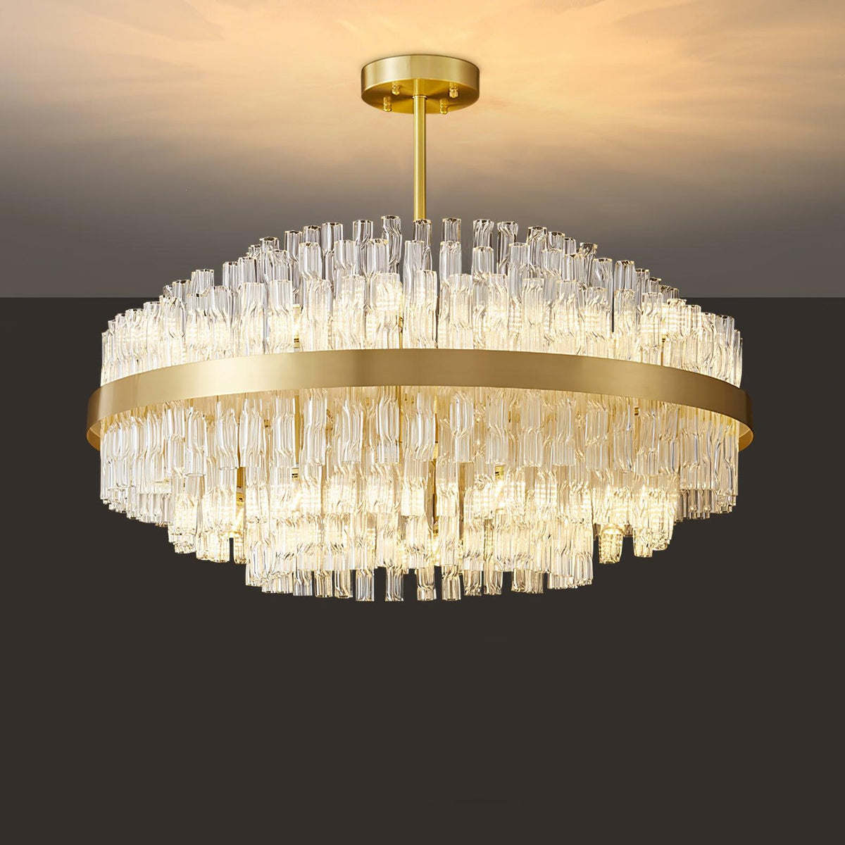 Solivian Chandelier Gold Clear Rod Elegant