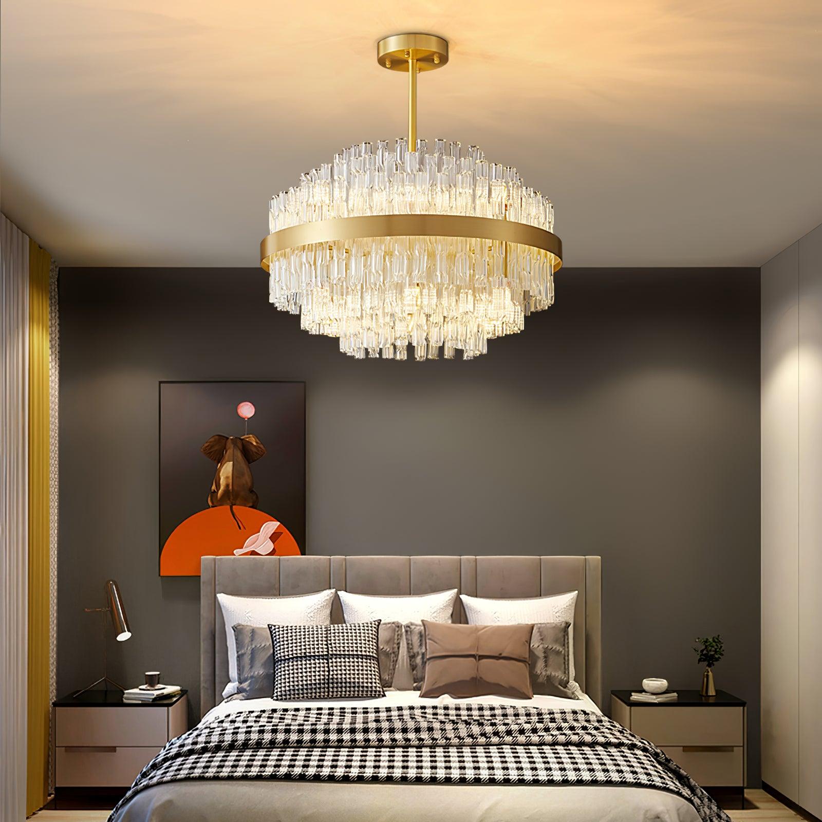 Solivian Chandelier Gold Clear Rod Elegant
