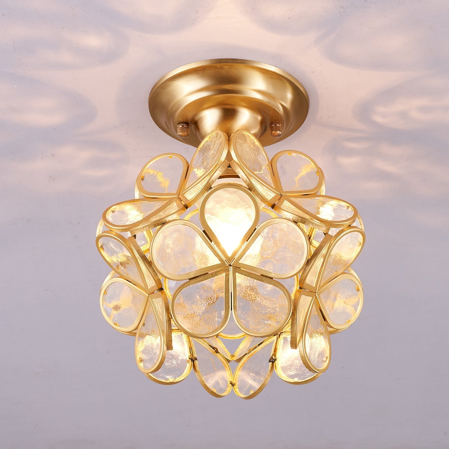 Ullaeiel Postmodern Luxury Bloom Golden Glass Ceiling Light - Neutral Decor