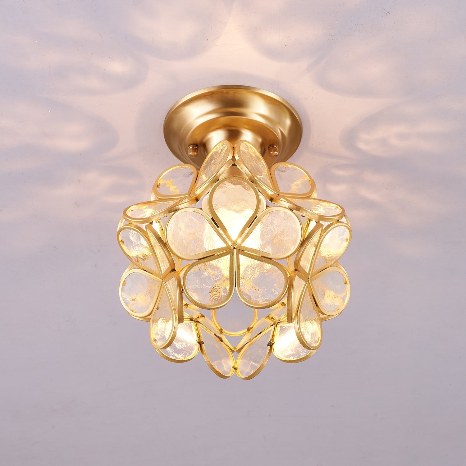 Ullaeiel Postmodern Luxury Bloom Golden Glass Ceiling Light