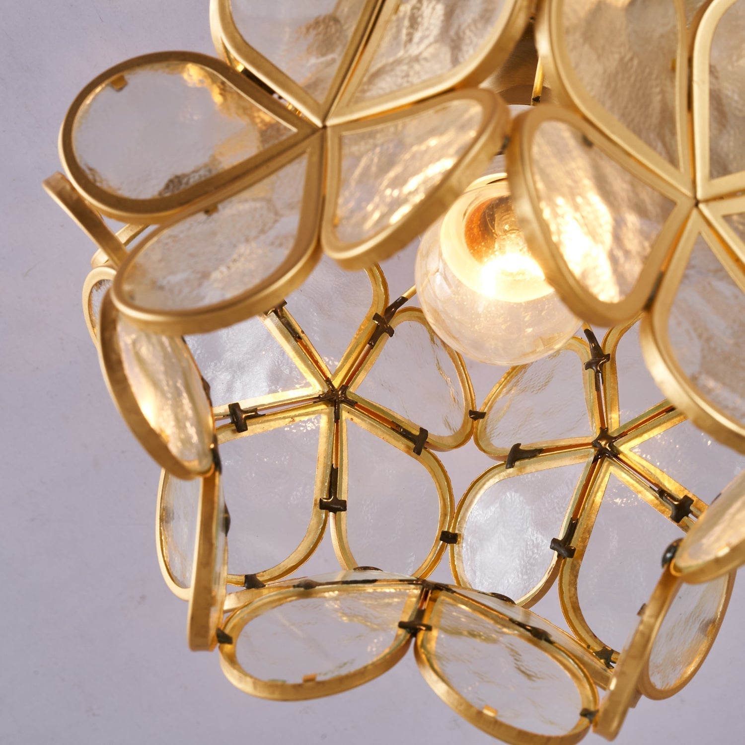 Ullaeiel Postmodern Luxury Bloom Golden Glass Ceiling Light
