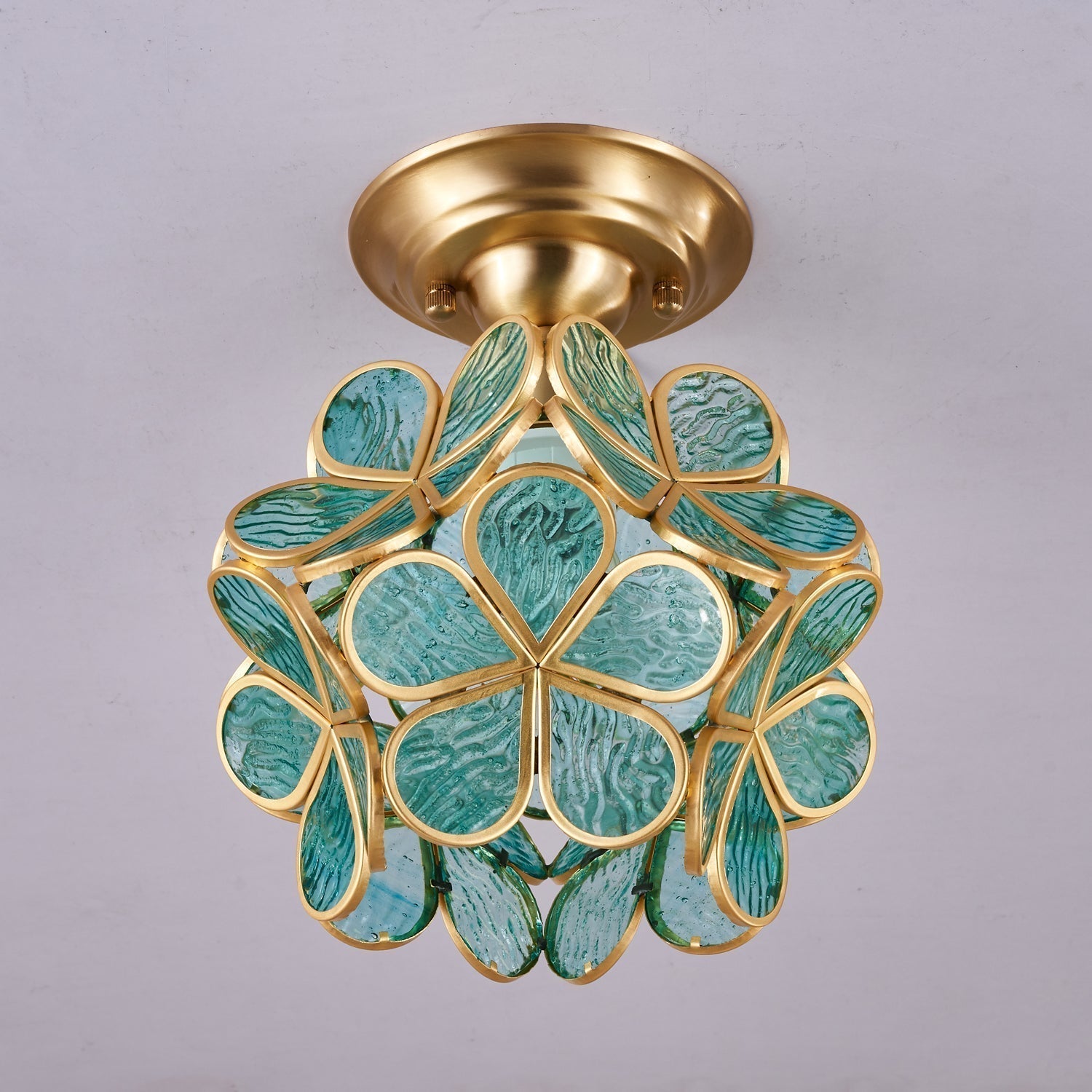 Ullaeiel Postmodern Luxury Bloom Golden Glass Ceiling Light
