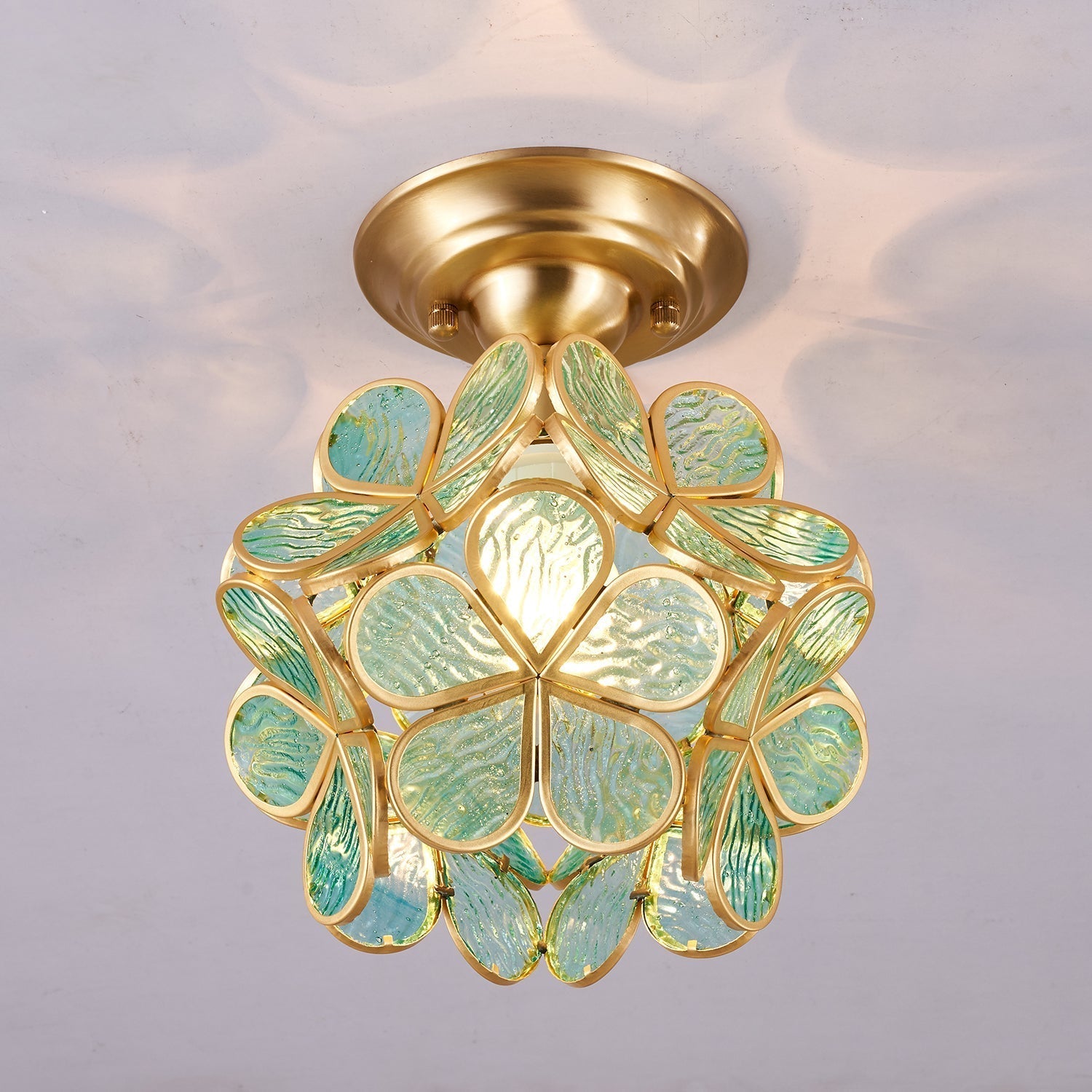 Ullaeiel Postmodern Luxury Bloom Golden Glass Ceiling Light - Neutral Decor