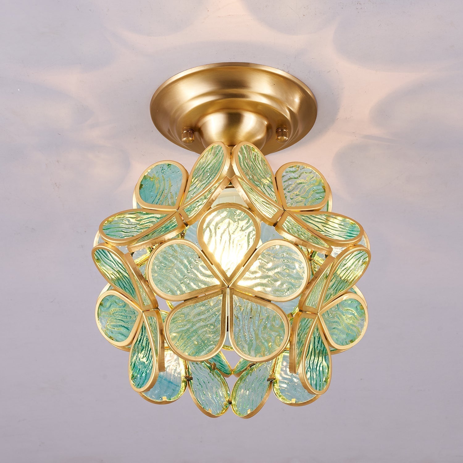 Ullaeiel Postmodern Luxury Bloom Golden Glass Ceiling Light
