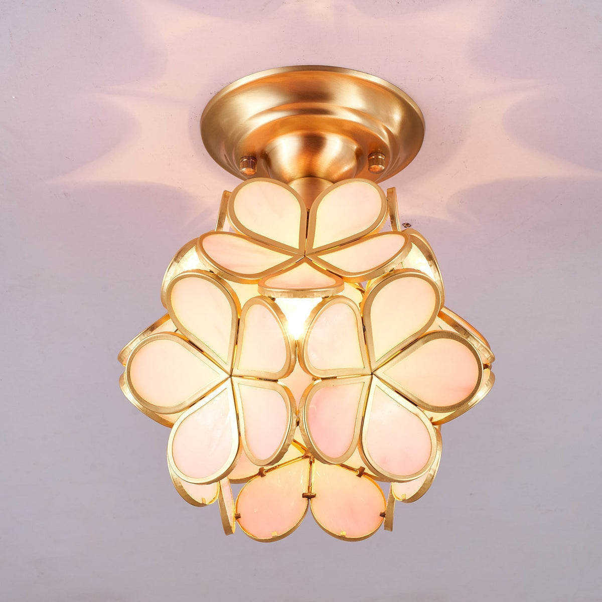 Ullaeiel Postmodern Luxury Bloom Golden Glass Ceiling Light