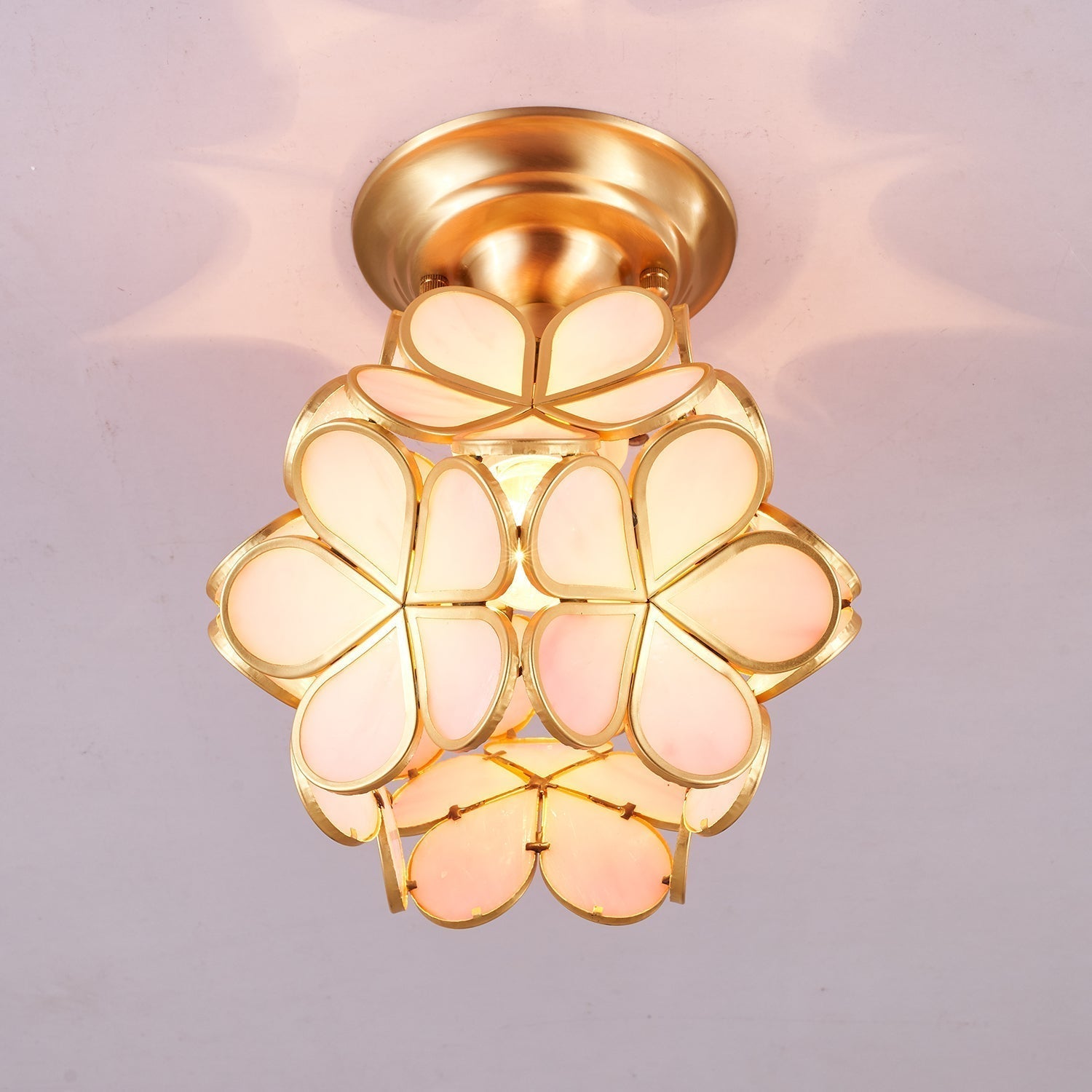 Ullaeiel Postmodern Luxury Bloom Golden Glass Ceiling Light