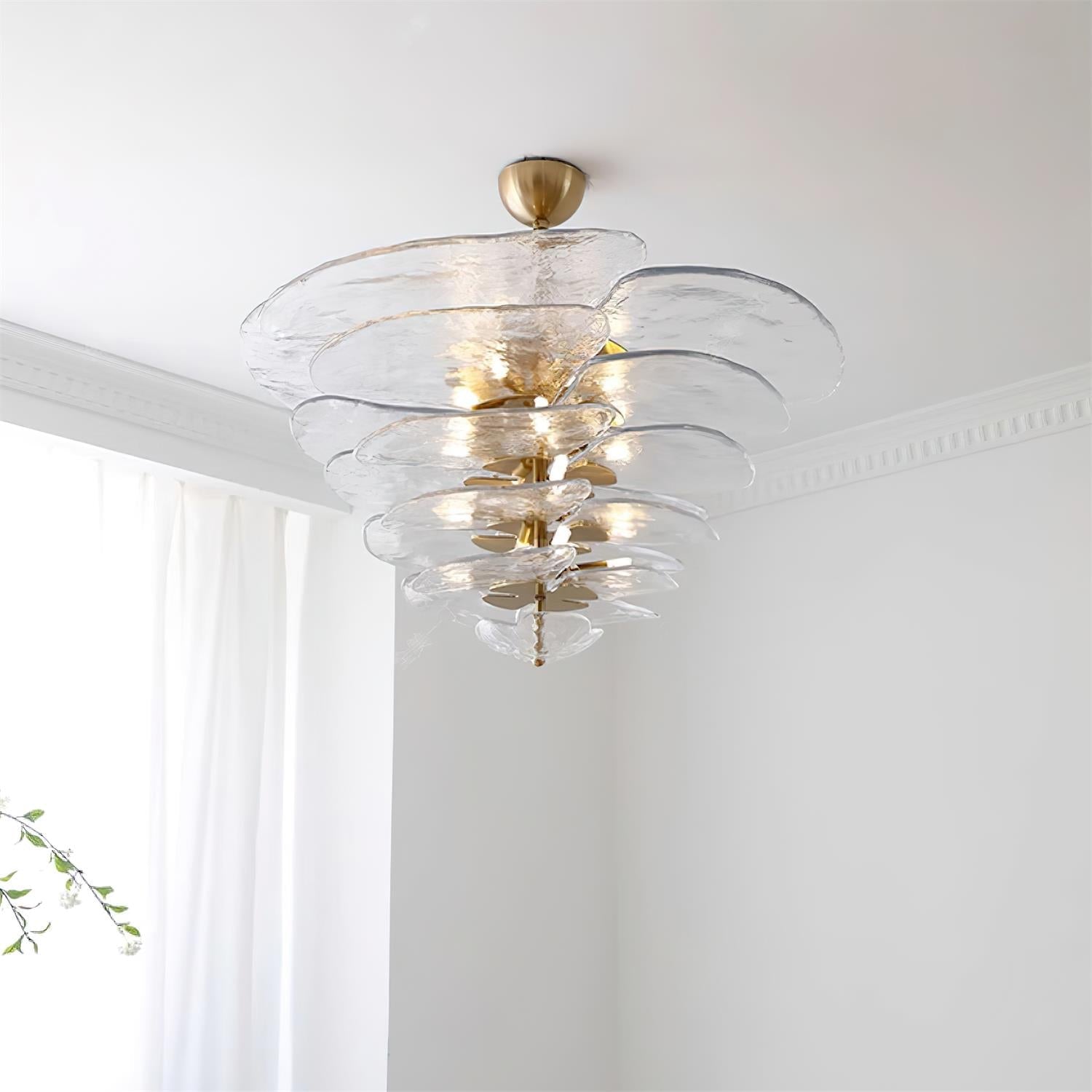 Crivs Chandelier Gold Murano Glass Petal Luxury