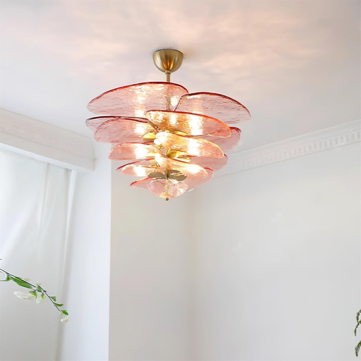 Crivs Chandelier Gold Murano Glass Petal Luxury