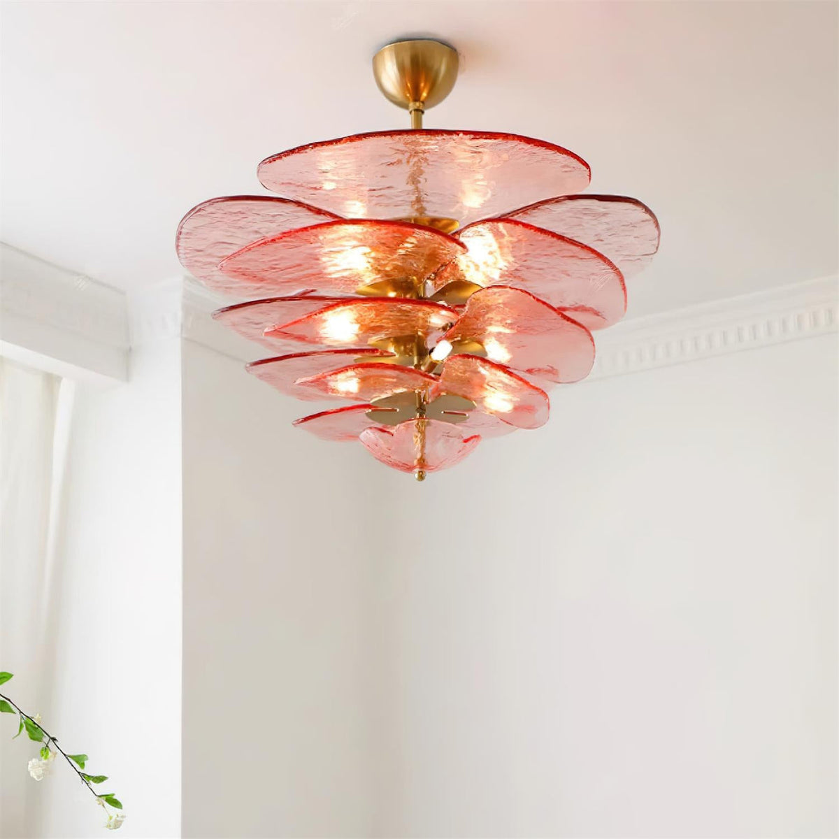 Crivs Chandelier Gold Murano Glass Petal Luxury