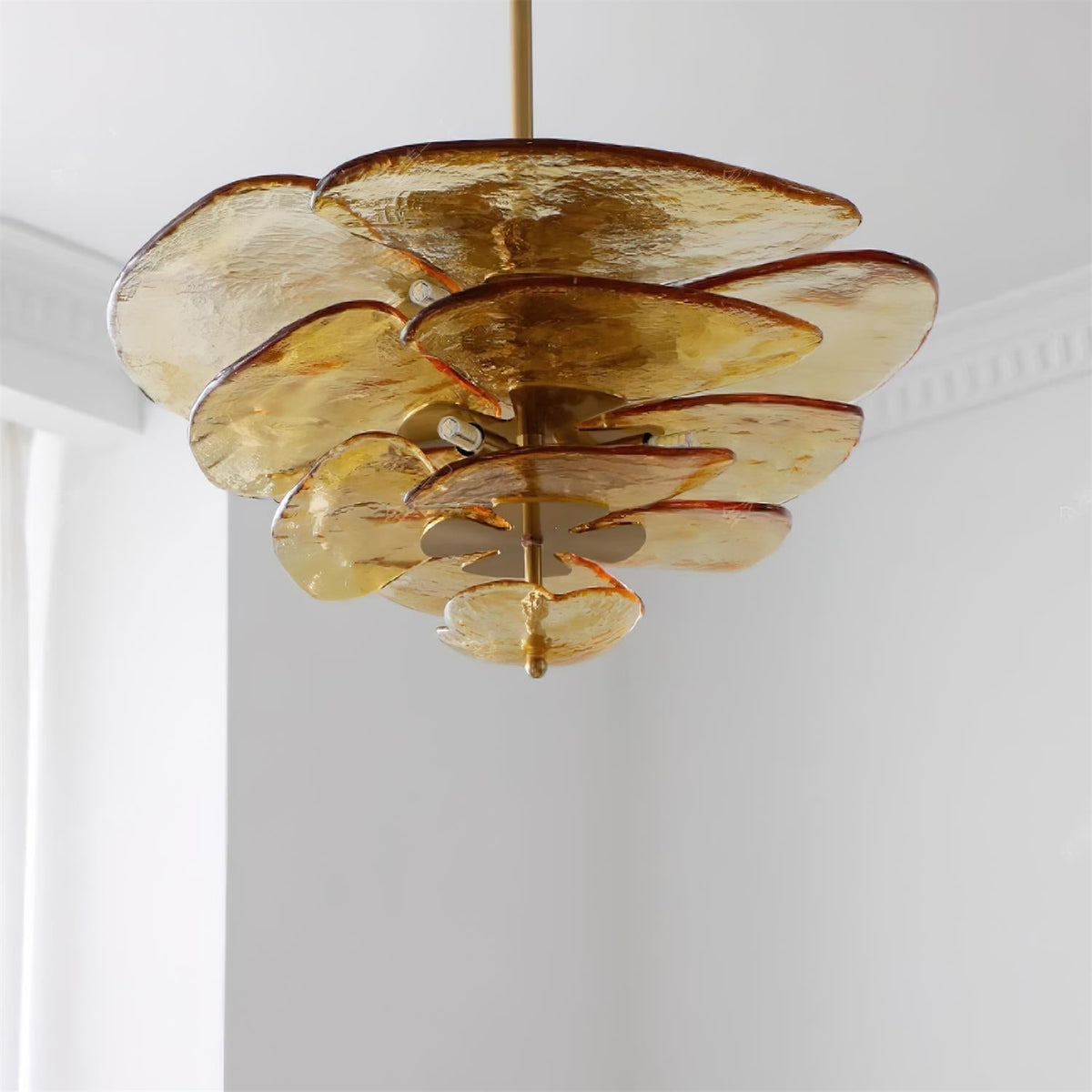 Crivs Chandelier Gold Murano Glass Petal Luxury