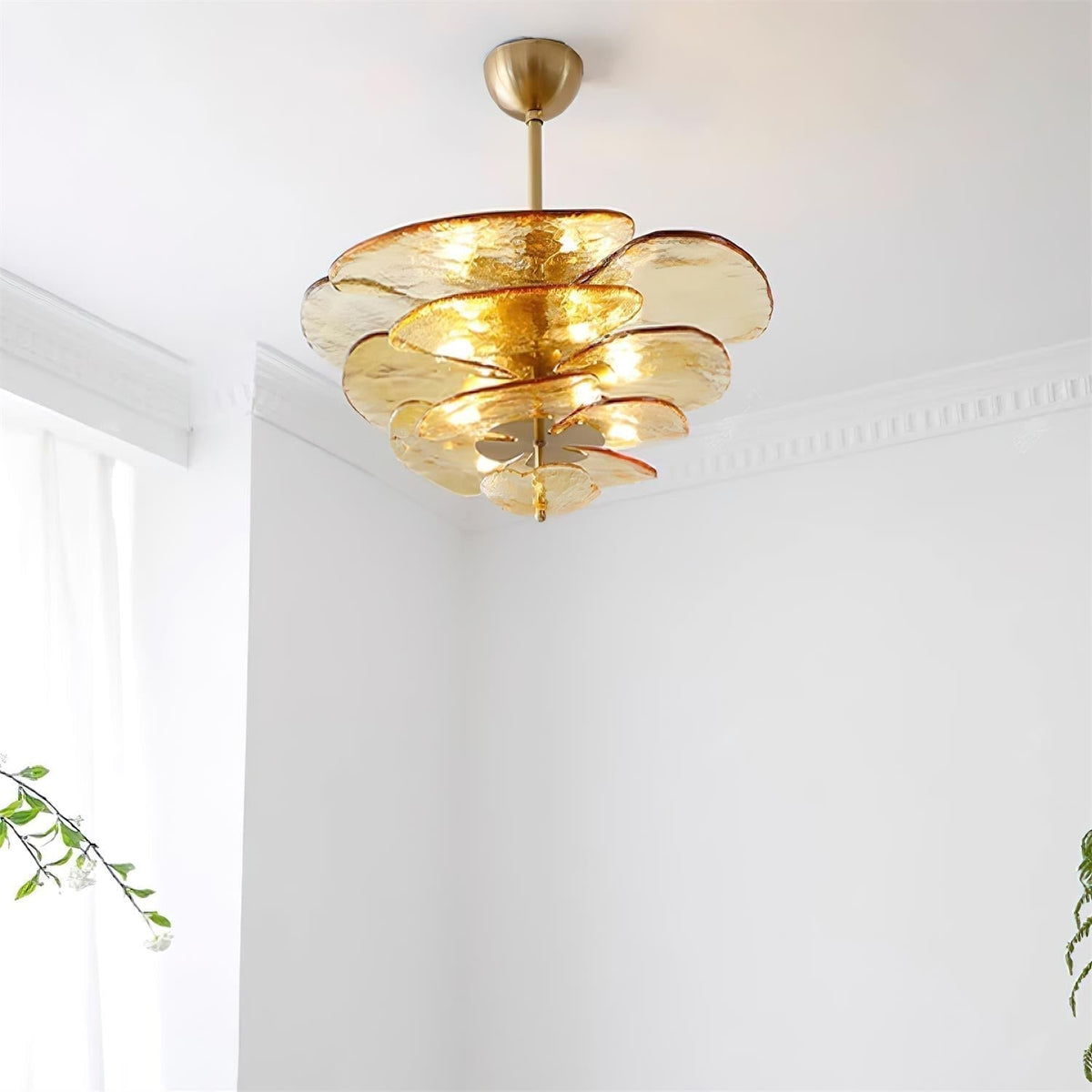 Crivs Chandelier Gold Murano Glass Petal Luxury