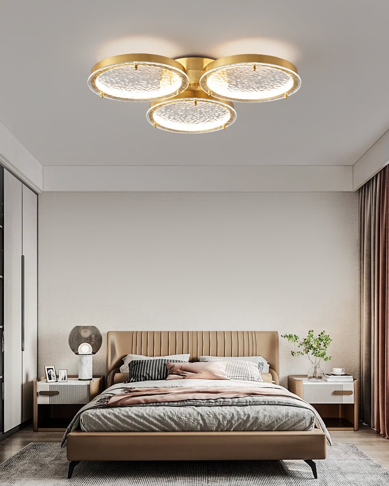 Itale Unique Rings Golden Brass Glass Ceiling Light
