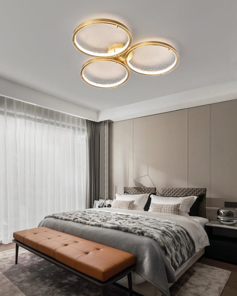 Itale Unique Rings Golden Brass Glass Ceiling Light