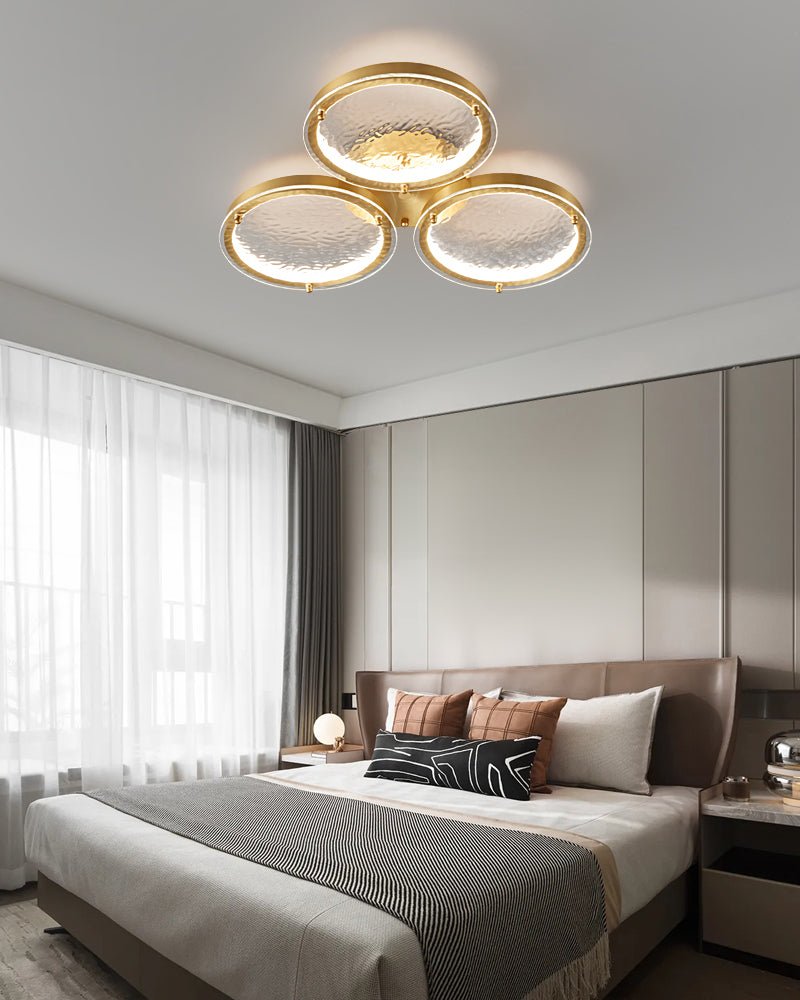 Itale Unique Rings Golden Brass Glass Ceiling Light