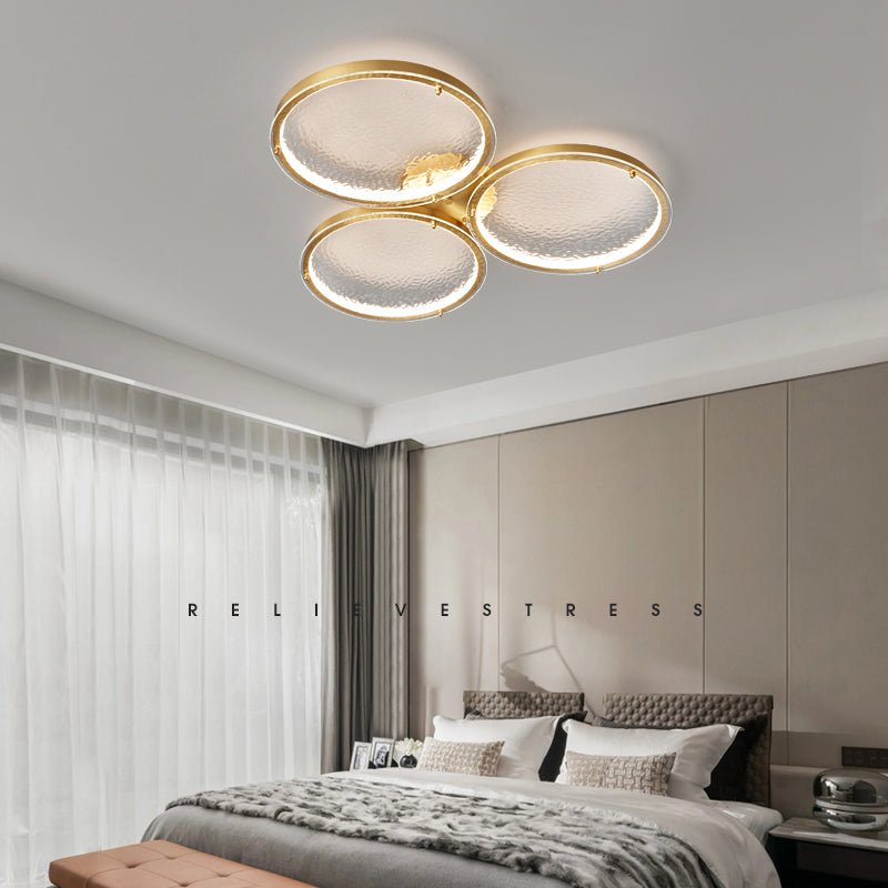 Itale Unique Rings Golden Brass Glass Ceiling Light