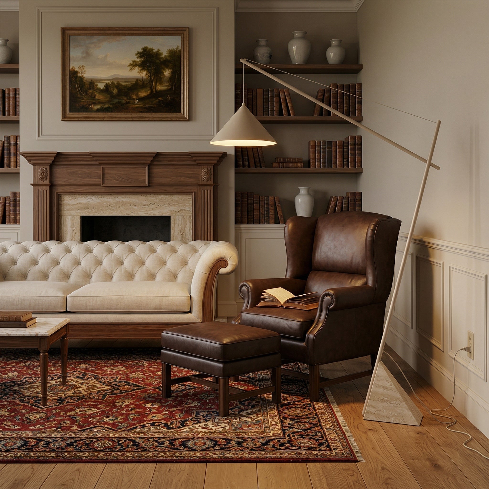 Valorielle Travertine Floor Lamp