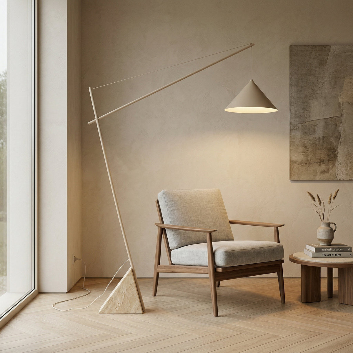 Valorielle Travertine Floor Lamp