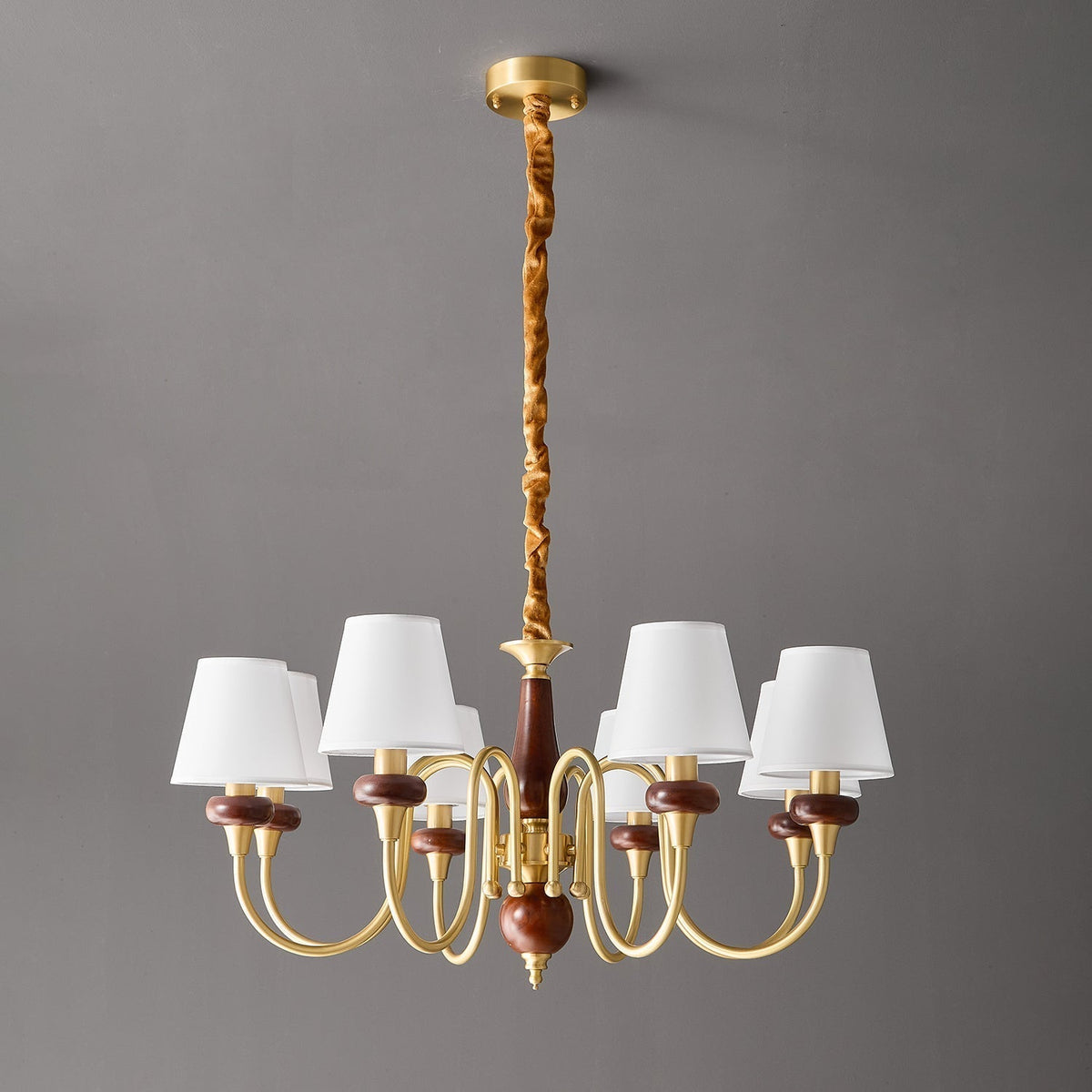 Zovena Classic Elegance Vintage Fabric Wood Chandelier
