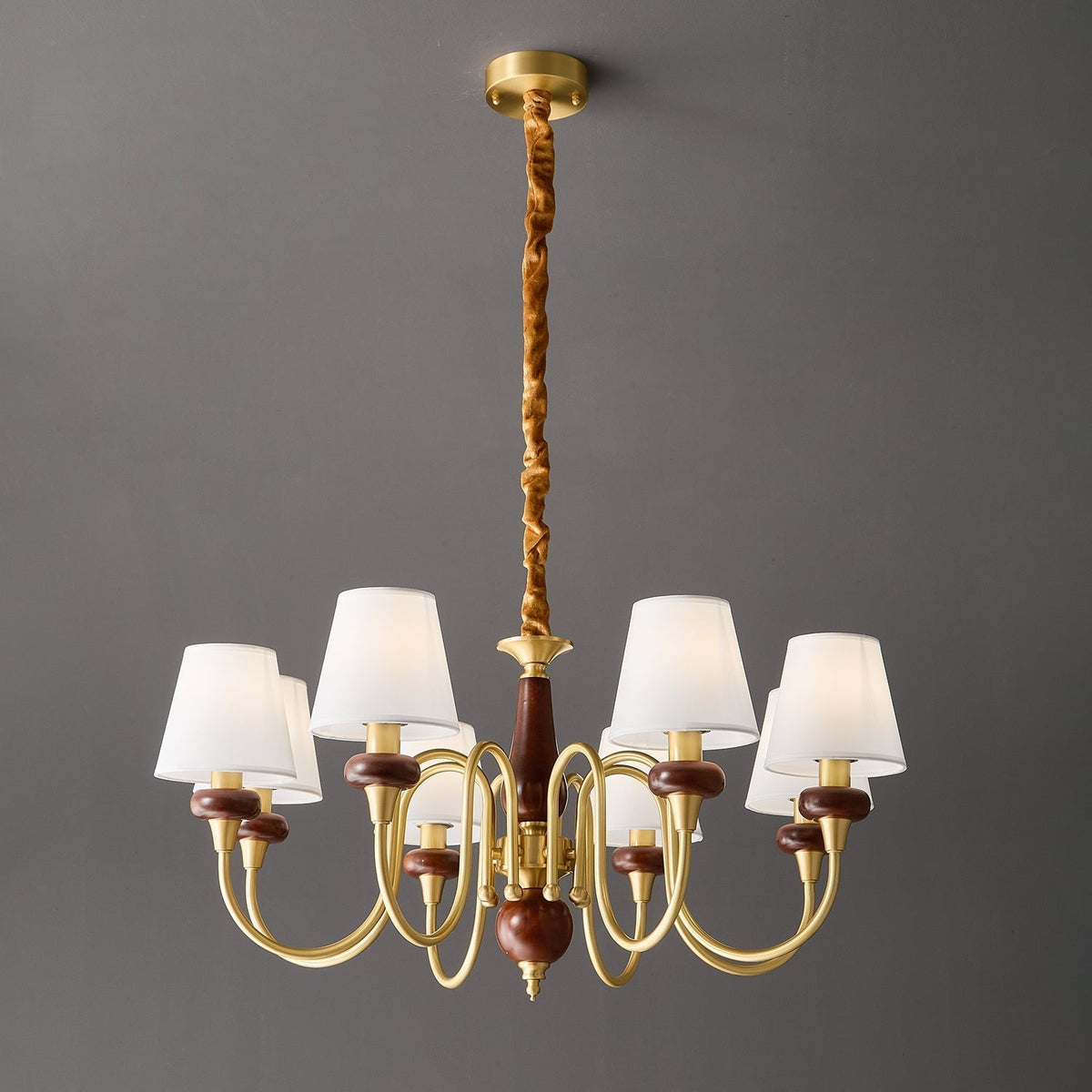 Zovena Classic Elegance Vintage Fabric Wood Chandelier