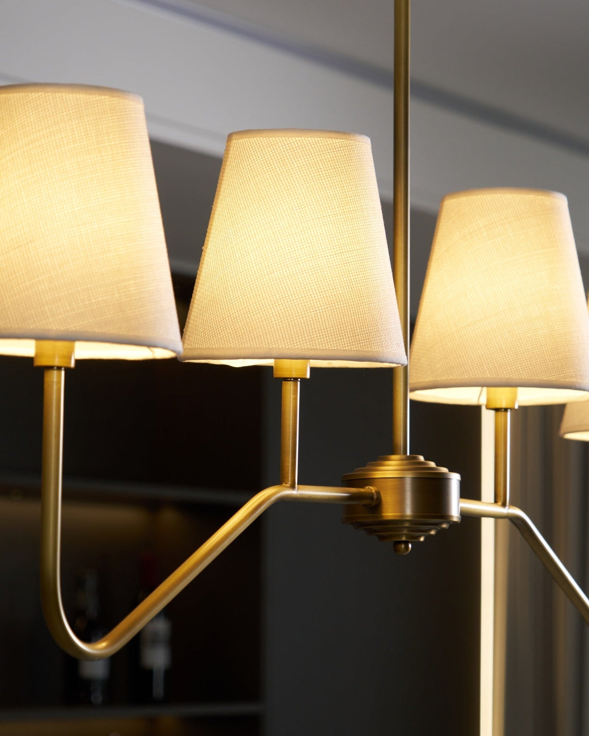 Oriinissa Chandelier Brass Curved Beige Linear