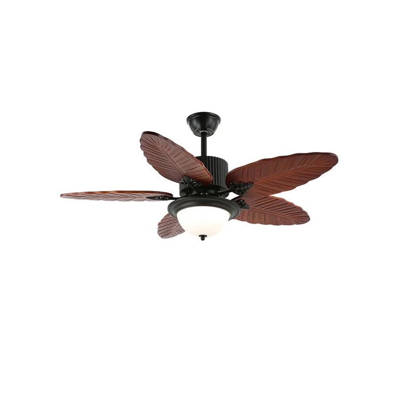 Syleelle Tropical Wood Glass Ceiling Fan Light