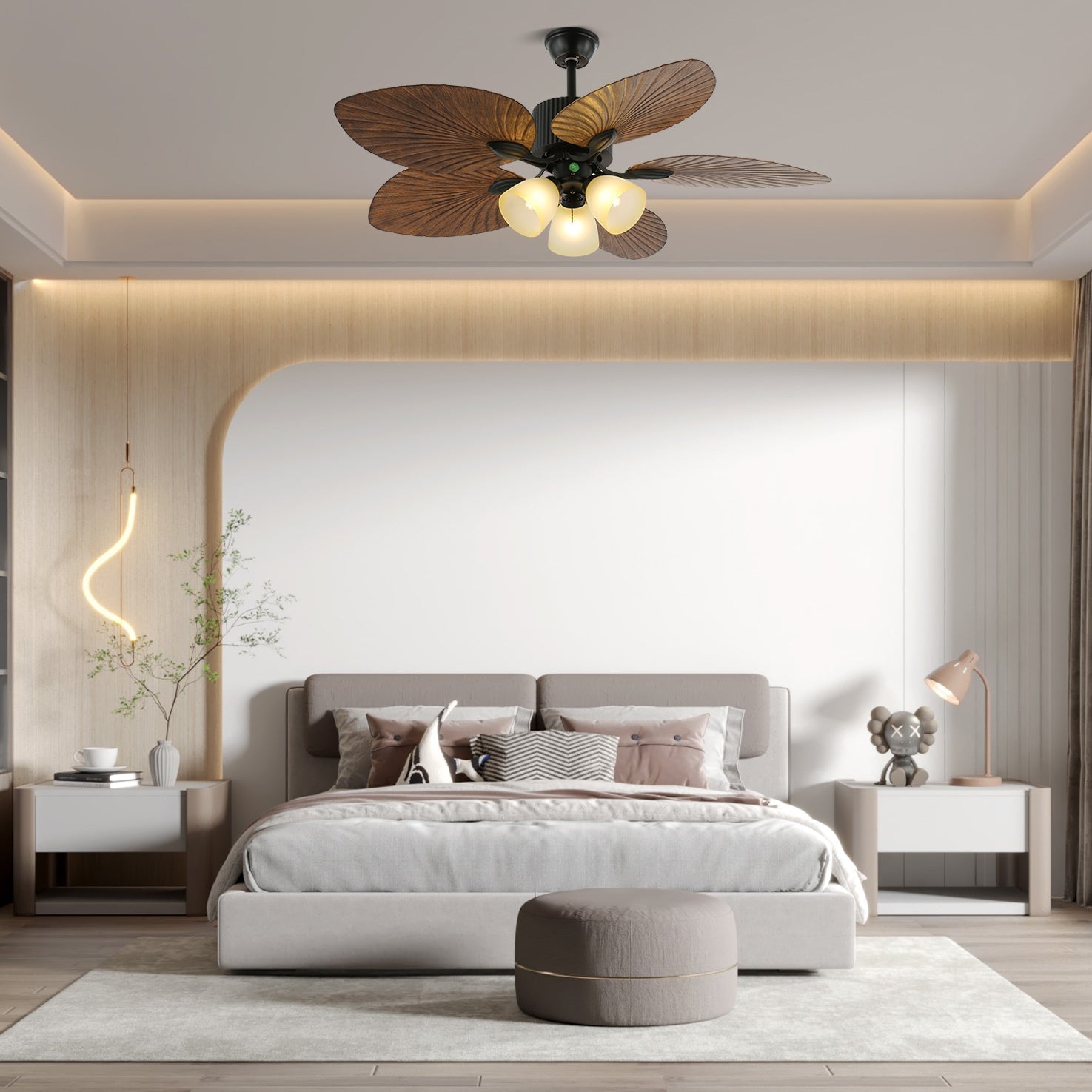 Virel Tropical Wood Ceiling Fan Light