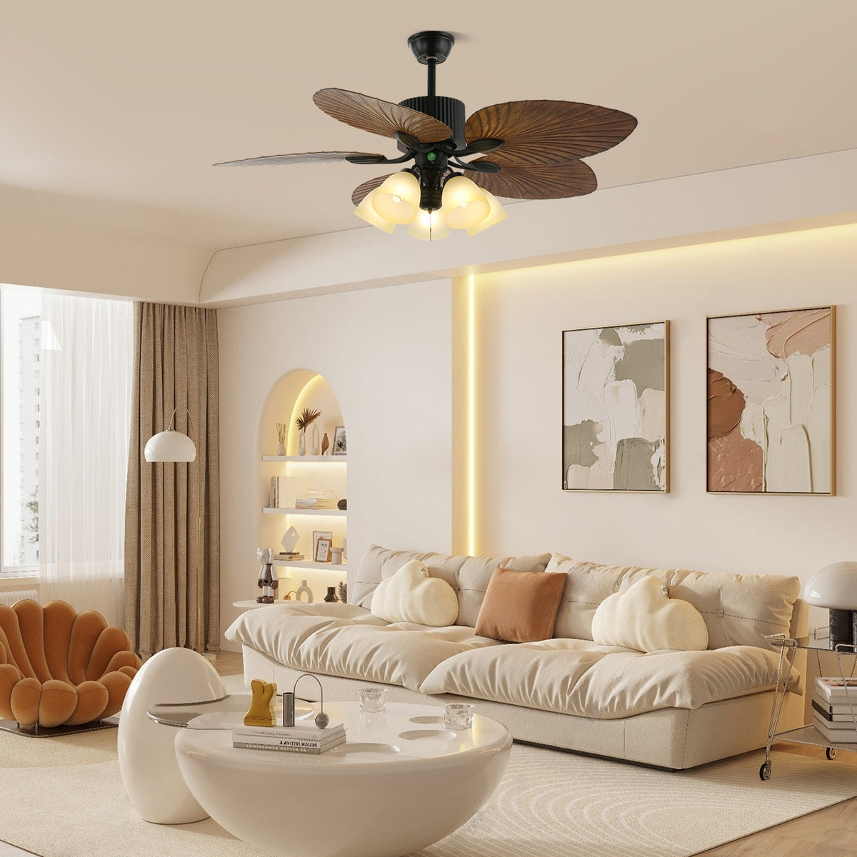 Virel Tropical Wood Ceiling Fan Light