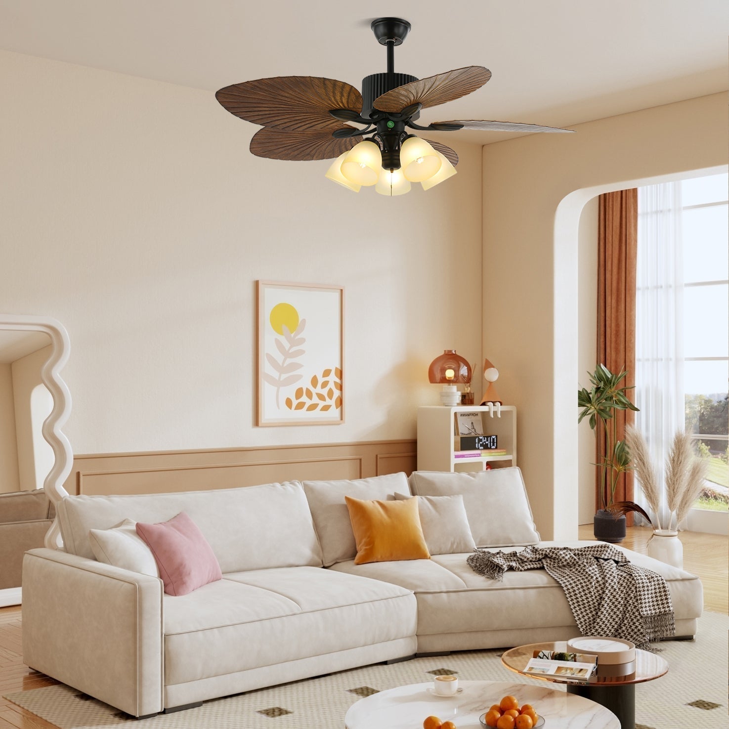 Virel Tropical Wood Ceiling Fan Light